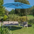 thumbnail image 3 of Costway 10FT Cantilever Solar Powered 32LED Lighted Patio Offset Umbrella Outdoor Blue, 3 of 9