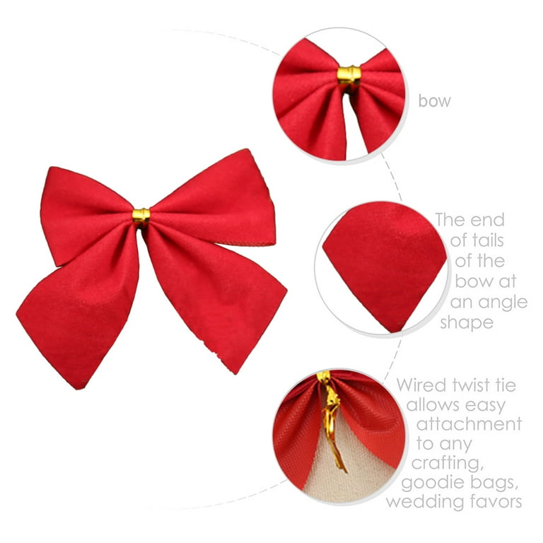 Christmas Bows for Gift Wrapping Premade Glitter Mini Christmas Tree Bows  with Jingle Bells Twist Tie Bows for Treat Bags Pre Tied Small Bows for  Crafts (12PCs) - red 