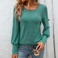 thumbnail image 2 of XuJwPNcy Women's Long Sleeve Shirts Casual Crew Neck Puff Sleeve Loose Flowy Blouse Shirts Tunic Fall Tops, 2 of 7