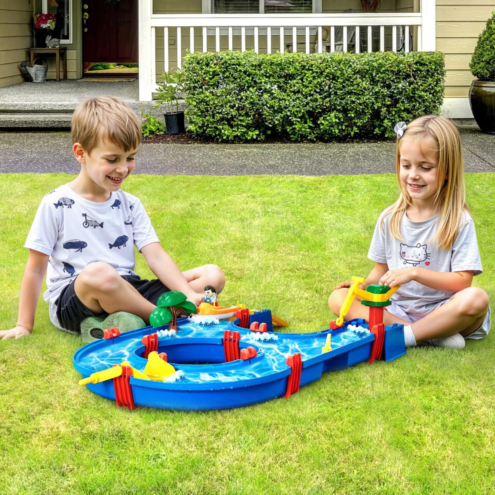Toddler Water Table, Interactive Waterway Playset for Boys Girls Ages 3+, Outdoor Sensory Activity