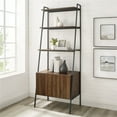 thumbnail image 2 of 72" Industrial Metal Frame 3-Shelves Ladder Bookcase in Dark Walnut, 2 of 4