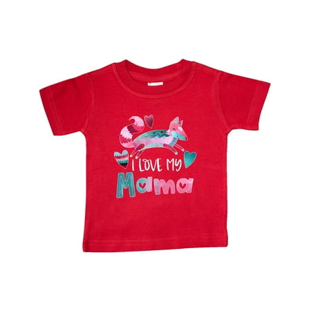 

Inktastic I Love My Mama Pink and Blue Fox with Hearts Gift Baby Boy or Baby Girl T-Shirt
