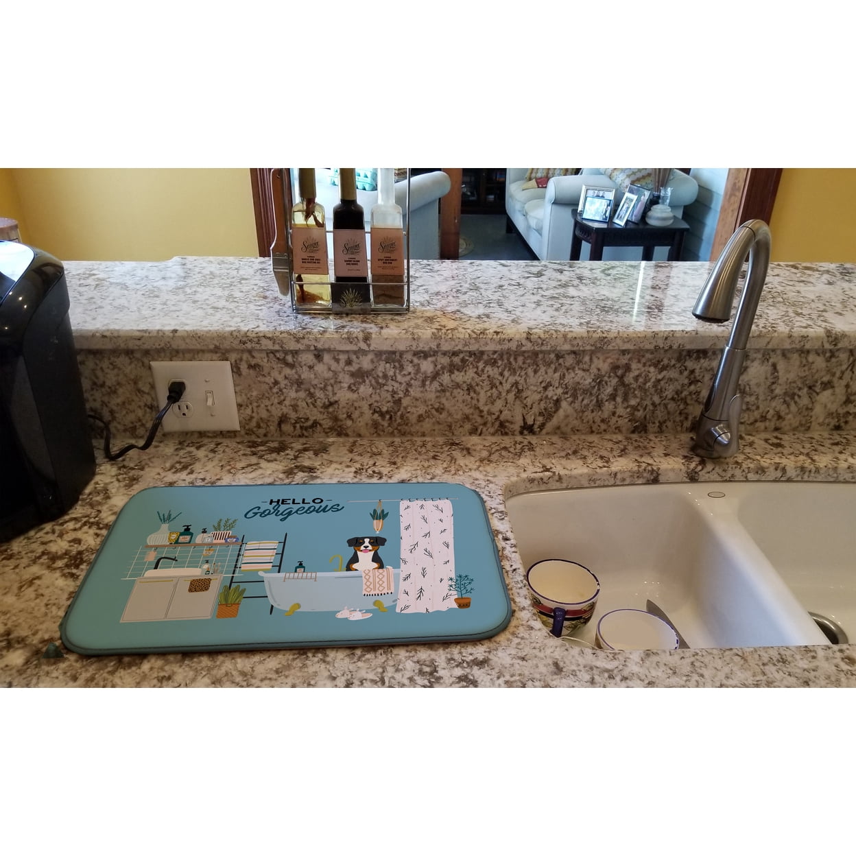 Entlebucher in Bathtub Dish Drying Mat