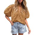 thumbnail image 1 of Remera PRETTYGARDEN Media Khaki con Escote en V y Encaje, 1 of 9