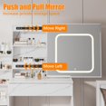 thumbnail image 4 of Bingirl Vanity Desk With Mirror & LED Lights - Makeup Vanity Desk With Sliding Mirror/Power Outlet - 3 Color Adj Light - Dressing Table With 4 Drawers - Storage Shelves & Stool for Bedroom, 4 of 7