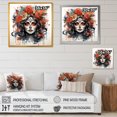 thumbnail image 4 of Designart "Mexican Watercolor Day of the Dead Diva II" Fashion Framed Wall Art Decor - Glam Red Woman Mexican Entryway Framed Wall Art Print, 4 of 6