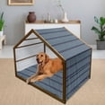 thumbnail image 2 of Nordic Pet House, Simplistic Pattern with Chevron Herringbone Abstract Snowflake Print, Outdoor & Indoor Portable Dog Kennel with Pillow and Cover, 5 Sizes, Turquoise and Dark Blue, by Ambesonne, 2 of 4
