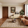 thumbnail image 2 of Toyoso 9'x12' Extra Large Traditional Mocha Rug, Ornate Botanical Border Master Suite Silicone Carpet, 0.25" Slim Machine Washable Non-Slip Area Rug for Great Room, Durable High-Traffic Large Rug, 2 of 9