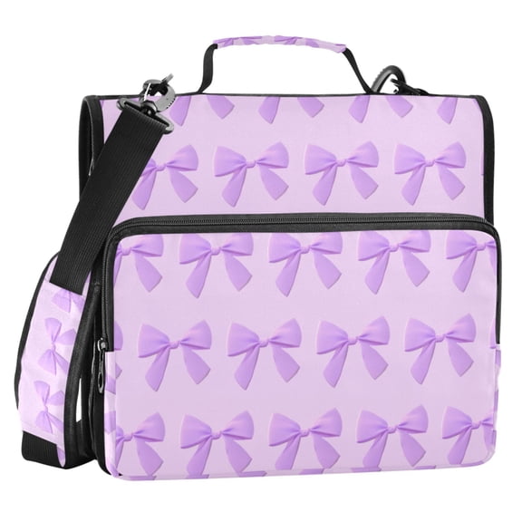 ALAZA Zipper Binder Purple Bows 2 in 3 Ring Trapper Keeper 500 Sheet Capacity File Folder Organizer Bag
