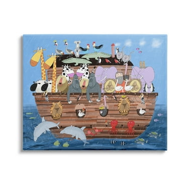 Stupell Industries Children's Animals of Noah's Arc Illustration Wildlife Pairs, 30 x 24,Design by Carla Daly