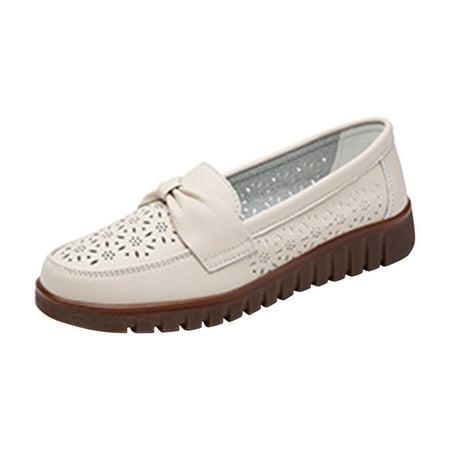 Sexlip Women s Versatile Leather Flat Shoes  Soft Bottom  Large Size  Casual and Colorful  Slip-On Design  Comfortable for Walking  Ideal for Leisure  Outdoor  and Work Beige 37