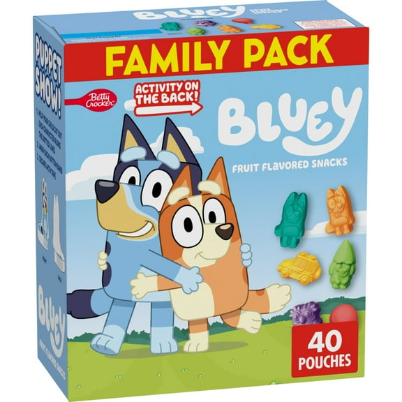 Bluey Fruit Flavored Snacks, Gluten Free, Kids Snacks, Family Pack, 40 Ct, 32 oz