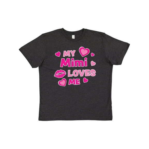 Inktastic Valentine's Day My Mimi Loves Me Hearts and Lips Youth T-Shirt