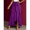 thumbnail image 4 of Womens Skirts Spring Summer Tie Waist Ruffle Skirt Silk Elegant High Waist Cocktail Party Wedding Flowy High-Low Hem Formal Skirt, 4 of 4