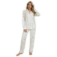 thumbnail image 2 of MintLimit Women's Floral Pajamas Set Button-Down Long Sleeve V-neck Shirt and Pants with Pocket Soft Nightwear 2 Piece Sleepwear, 2 of 6