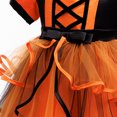 thumbnail image 5 of Auroural Girls Tulle Dresses Girls Halloween Witch Pumpkin Mesh Dress Orange Black Puff Sleeve Princess for Party, 5 of 9