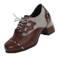 thumbnail image 1 of Chaussures à Talons Bas pour Femmes Style Moto Lacets Bout Rond Toile Talons Hauts 1 Pce, 1 of 8