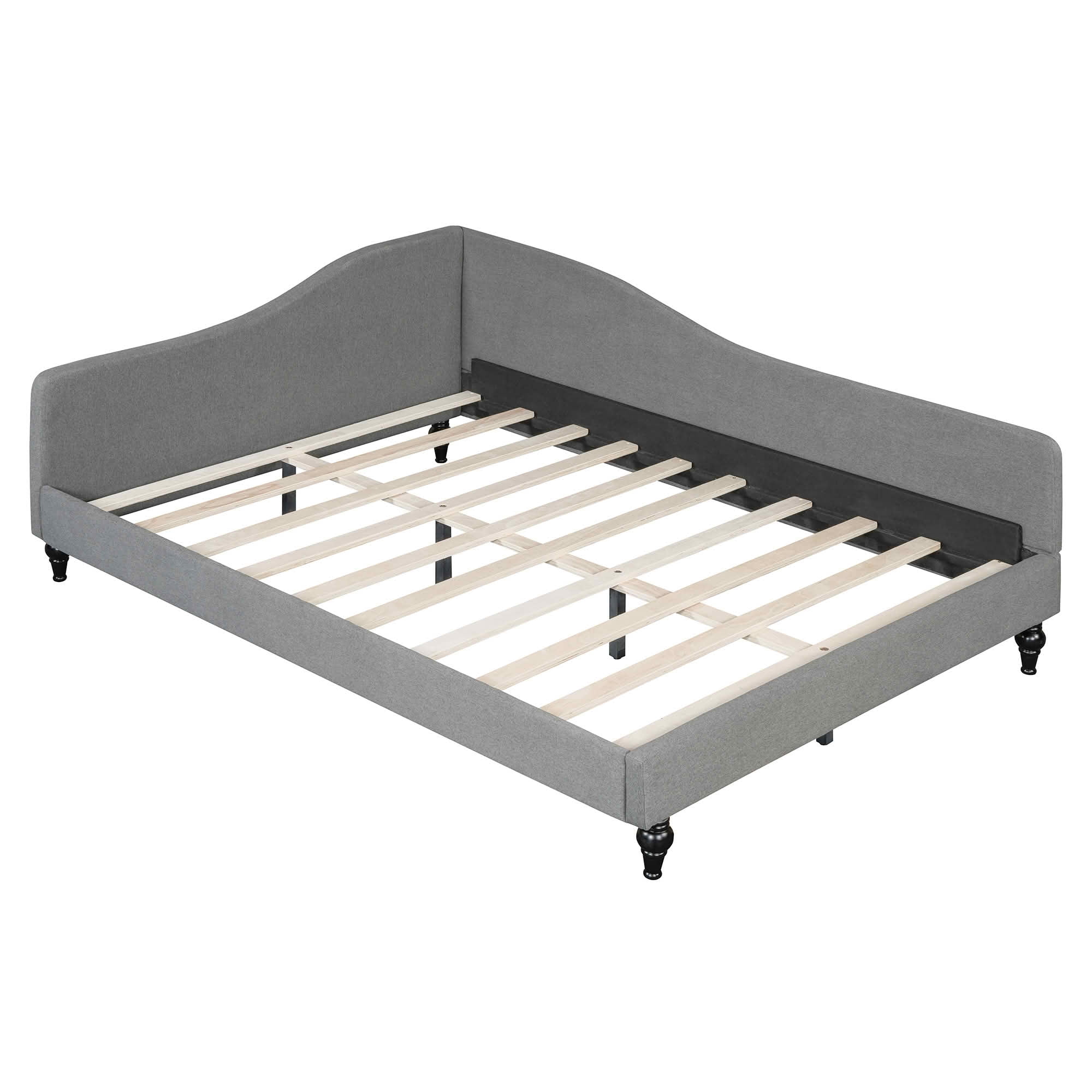 MAYEERTY L-Shaped Semi-Enclosed Upholstered Daybed with Solid Wood Legs, Twin & Full Size Available