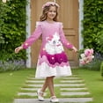 thumbnail image 3 of FKELYI Pink Cat Star Print Girls Ruffle Sleeve Dress A Line Twirly Dress for Kids Midi Soft Fall Dresses Patchwork Playwear Sundress, 9-10 Y, 3 of 6