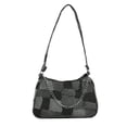thumbnail image 1 of Retro Women Denim Hit Color Shoulder Underarm Bag Chain Handbags (Black), 1 of 5