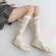 thumbnail image 1 of LUVCLS 1 par de calcetines hasta la rodilla con cordones y lazo, transpirables, estilo ballet, para niñas, 1 of 6