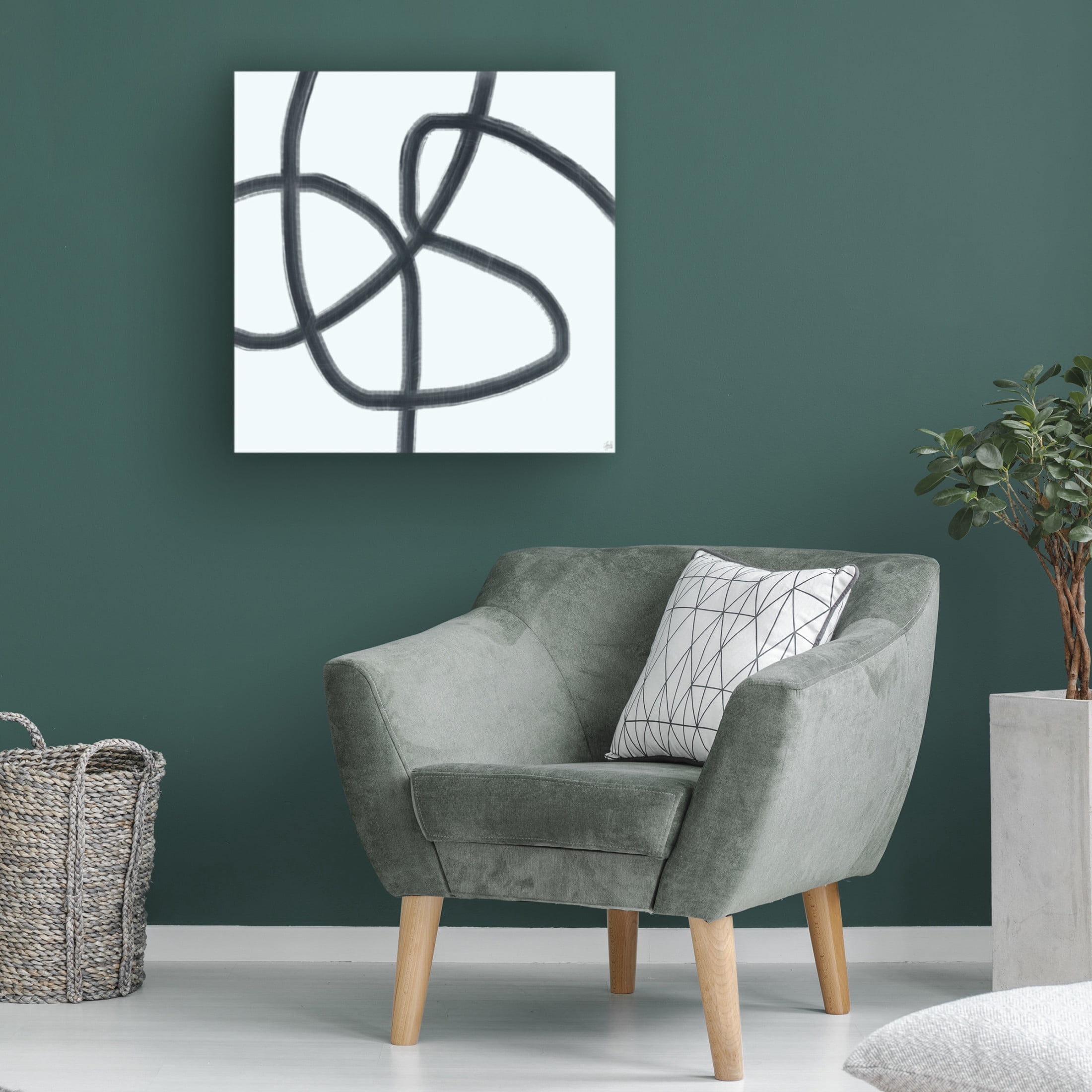 Canvas Wall Art - Line and Brush 'Single Wanderings 3' Wall Art for Living Room, Bedroom, or Office Décor by Trademark Fine Art - 35 x 35 Inches