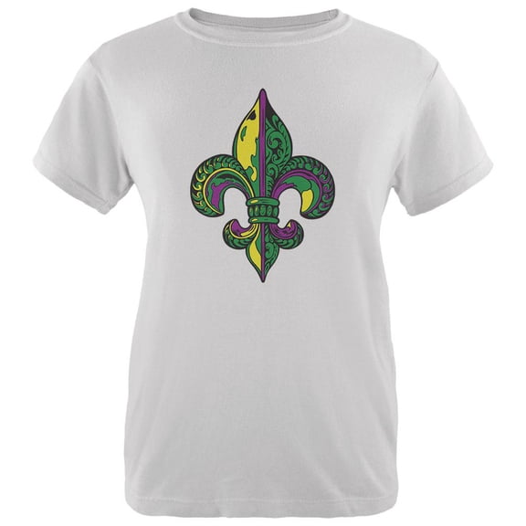 Mardi Gras Ornate Colorful Fleur-de-Lis White Womens T-Shirt