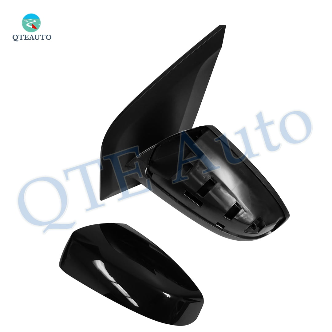 Left Driver Side Manual Remote Non-Folding W/Cover View Mirror Chrome/Flat Black Smooth For 2007-2012 Nissan Sentra