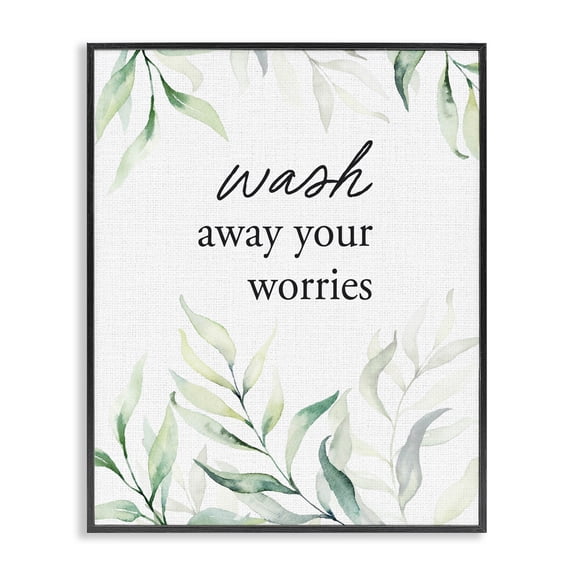 Wash Away Worries Greenery Black Framed Giclee Art, design by Lettered and Lined
