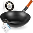 thumbnail image 1 of YOSUKATA Carbon Steel Wok Pan - 13,5 “ / 34 cm Woks and Stir Fry Pans - Chinese Wok with Flat Bottom Wok - Traditional Chinese Japanese Woks - Black Steel Wok, 1 of 8