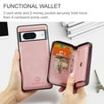 thumbnail image 2 of for Google Pixel 8A Wallet Case, Minimalist Luxury PU Leather Magnetic Detachable Credit Card Holder, 2 in 1 Zipper ID Cash Slot, Magnetic Closure Kickstand Folio Flip Slim Cover,Pink, 2 of 7
