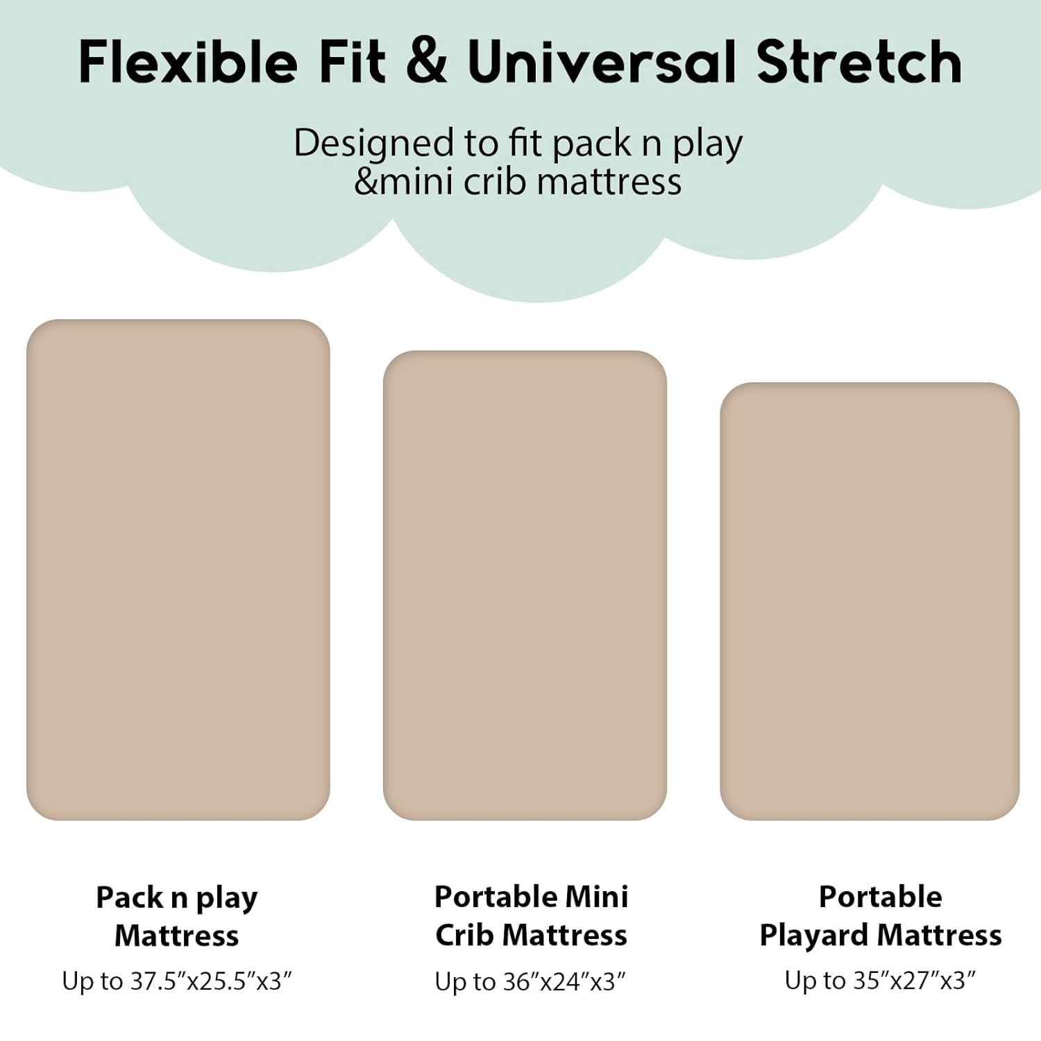 JJEAN-Pack and Play Sheets Fitted, Mini Crib Sheets 2-Pack for Pack N Play Mattress, Stretchy Playard Sheet, Soft and Breathable (Apricot-Green)
