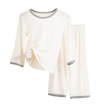 

Toddler Girls Pajamas 2Pcs Round Neck Long Sleeve Tops with Pants Solid Color Sleepwear Loungewear Pajama Sets for Girls 2T-3T