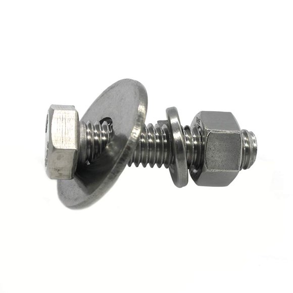 (10 Sets) 1/4-20x1" Stainless Steel Hex Head Screws Bolts, Nuts, Flat & Lock Washers, 18-8 (304) S/S, Fully Threaded by Bolt Fullerkreg