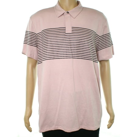 - INC NEW Pink Men's Size 2XL Polo Rugby Short Sleeve Stripe Shirts