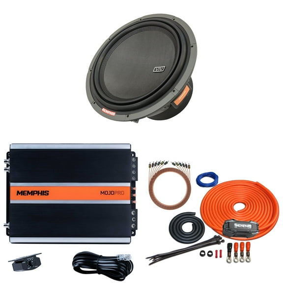Memphis Audio VIV1212 VIV 12" 1 OR 2 OHM Subwoofer with MJP1000.1 Monoblock Subwoofer Amplifier and 0GKIT Amp Wiring Kit