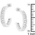 thumbnail image 3 of Precious Stars Silvertone 2 mm Round-Cut Cubic Zirconia Semi-Hoop Earrings, 3 of 3