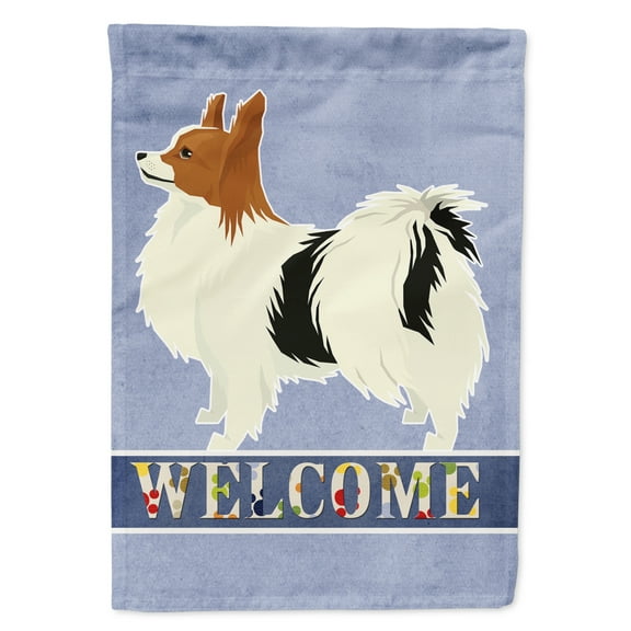 Carolines Treasures CK3612CHF Papillon Welcome Flag Canvas House Size  Large multicolor