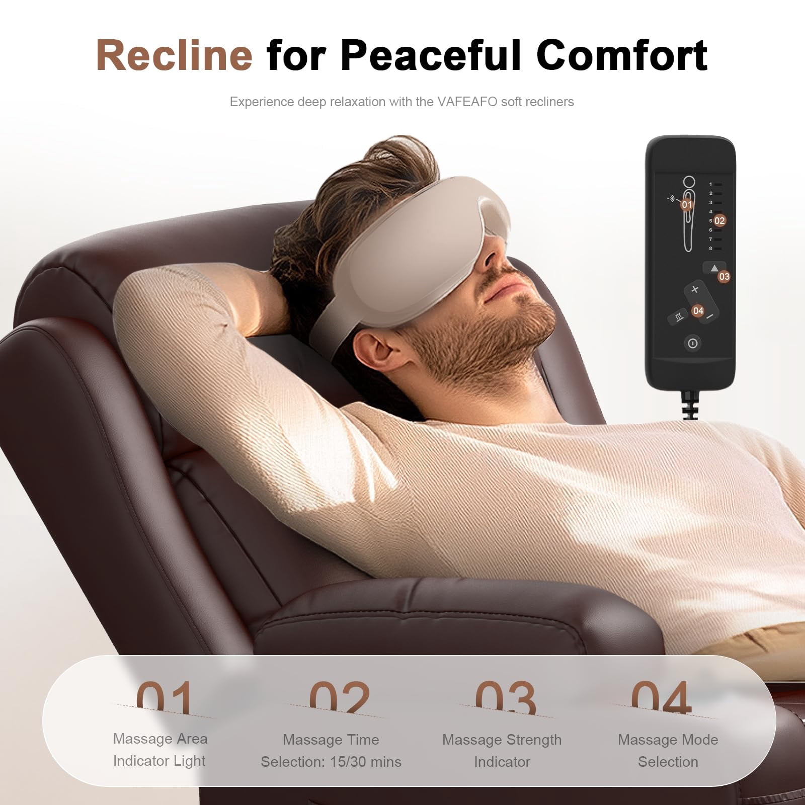 LOBERFVE Reclining Loveseat, Oversized Massage Recliner Sofa Heavy Weight Capacity, RV Love Seat Chair Clearance with Storage, Cup Holders, Wall Hugger Couches for Living Room, Brown
