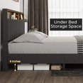 Full Size Bed Frame with Storage Headboard & Charging Stations