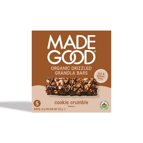 MadeGood Barres granola avec filet de chocolat Croustillant de biscuits Boîte de 5 barres