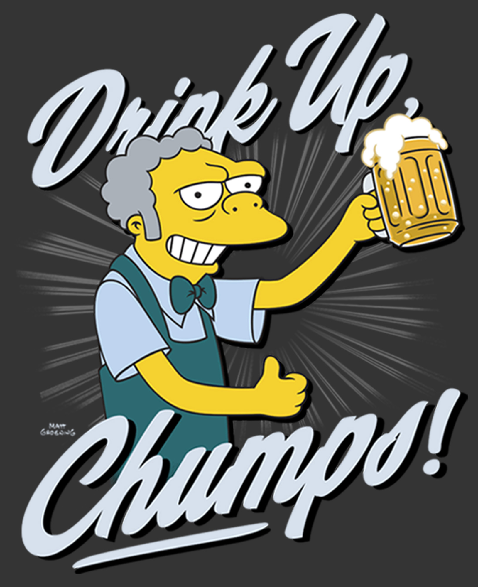 Men's The Simpsons Drink Up, Champs  Sweatshirt Charcoal Heather Medium - image 2 of 4