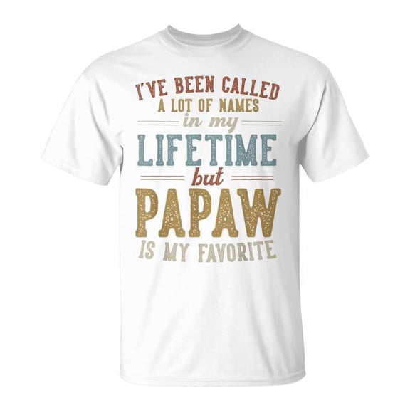 Retro Papaw Is My Favorite Name T-Shirt Funny Grandfather Gift Men's Graphic Tee Vintage Style Father's Day Top Comfort Fit White Cotton Apparel