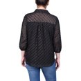 thumbnail image 3 of Petite 3/4 Sleeve Foiled Jacquard Chiffon Blouse, 3 of 3