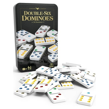Double Six Dominoes Set in Storage Tin, for Families and Kids Ages 8 and up