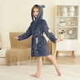 thumbnail image 4 of FORMRS Niños Bathrobe Unisex Hooded Robe Soft Plush Pajamas Sleepwear, Size 4-6T, White Planet, 4 of 7
