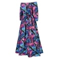 thumbnail image 4 of Sunloudy Vestido de manga larga casual para mujer, estampado a la moda, cuello de barco, vestido largo con cinturón Sunloudy  moda, 4 of 8