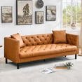 thumbnail image 1 of Bingirl 81-Inch Leather Sofa-3 Seater Deep Seat-Button Tufted-Chesterfield-Brown, 1 of 7