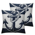 thumbnail image 2 of Acheng Navy Blue and White Anchors Pillow covers Ocean Summer Throw Pillow Cover Coastal Nautical Lumbar Cushion Case for Sofa Home Decor Bedroom Living Room Outdoor Set of 2 Beach Pillow Cover White, 2 of 6