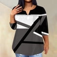 thumbnail image 2 of ADSSDQ 3/4 Sleeve Plus Size Summer Tops With Pocket Casual Dressy Western Womens Shirts V Neck Tunics Elbow Length T Shirts Fall Sweatshirts Dark Gray 2XL, 2 of 5